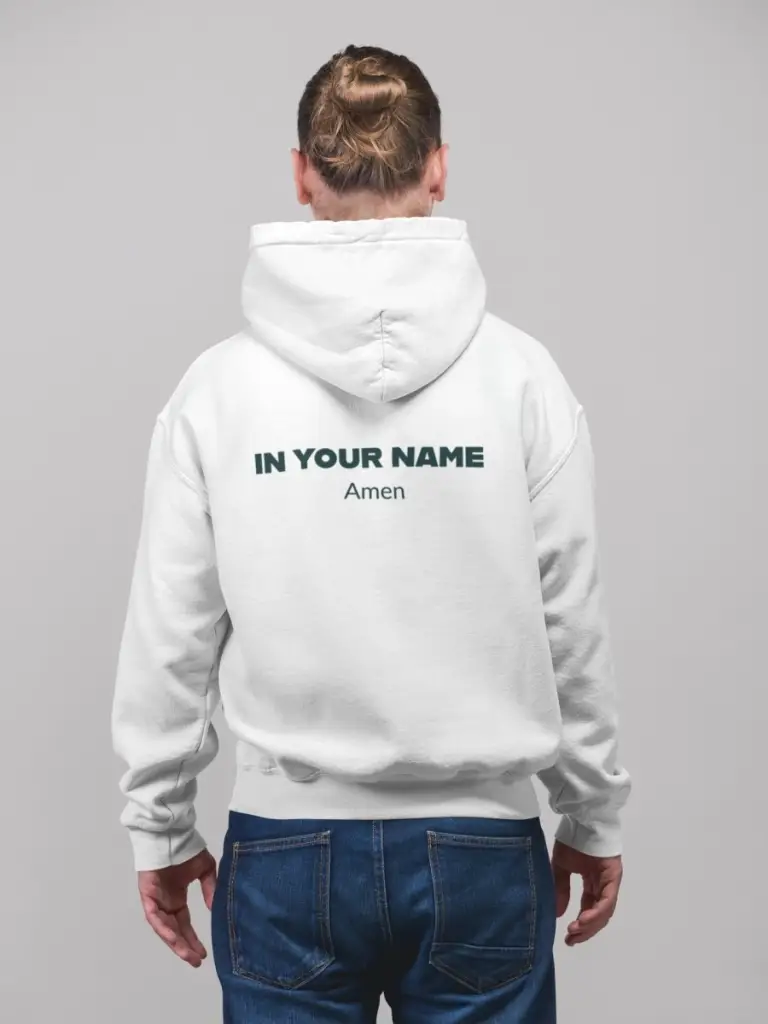 In Your Name Amen Hoodie Hooded Sweatshirt | Oversize Religious Aesthetic Streetwear | Essential Gift For Her, Him to show Faith