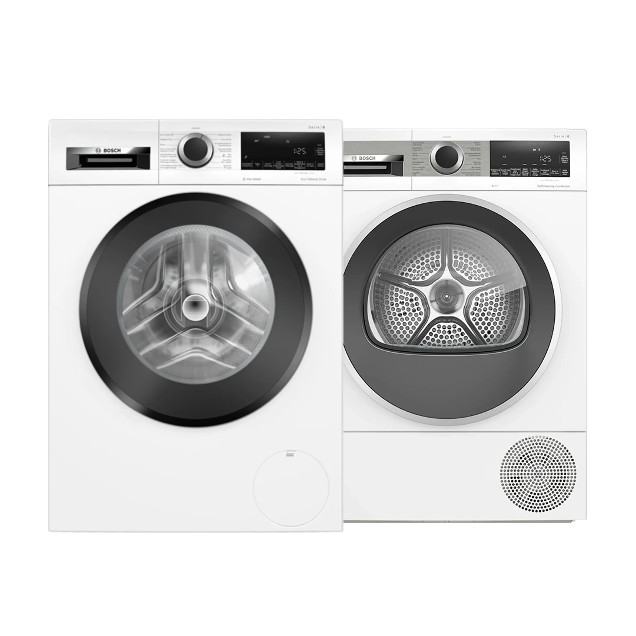 Bosch Bundel - Wasmachine WGG244ZPFG Serie 6 Iron Assist 9 kg + Droogkast WQG235D8FG Serie 6 SelfCleaning condenser