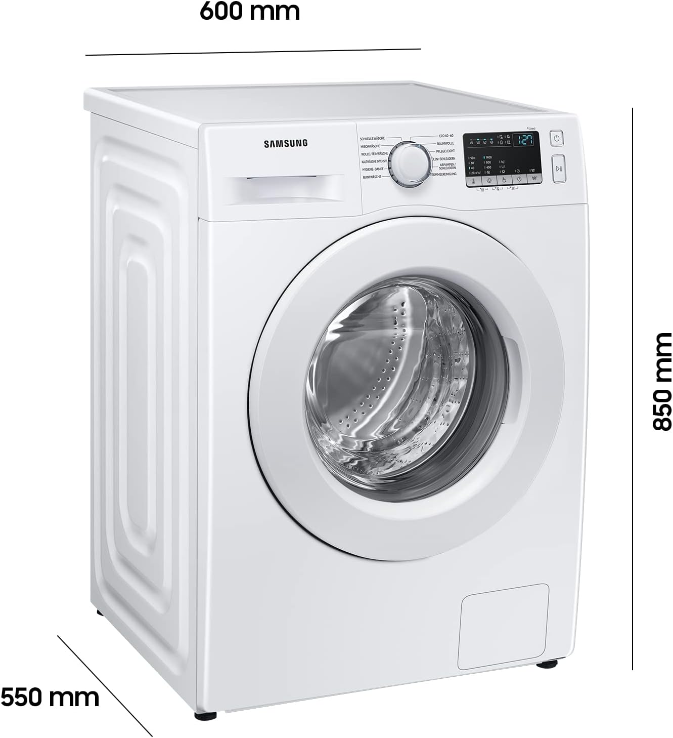 Samsung WW90T4048EE/EG Waschmaschine, 9 kg, 1400 U/min, Ecobubble, Hygiene-Dampfprogramm, FleckenIntensiv-Funktion, Digital Inverter Motor, Weiß