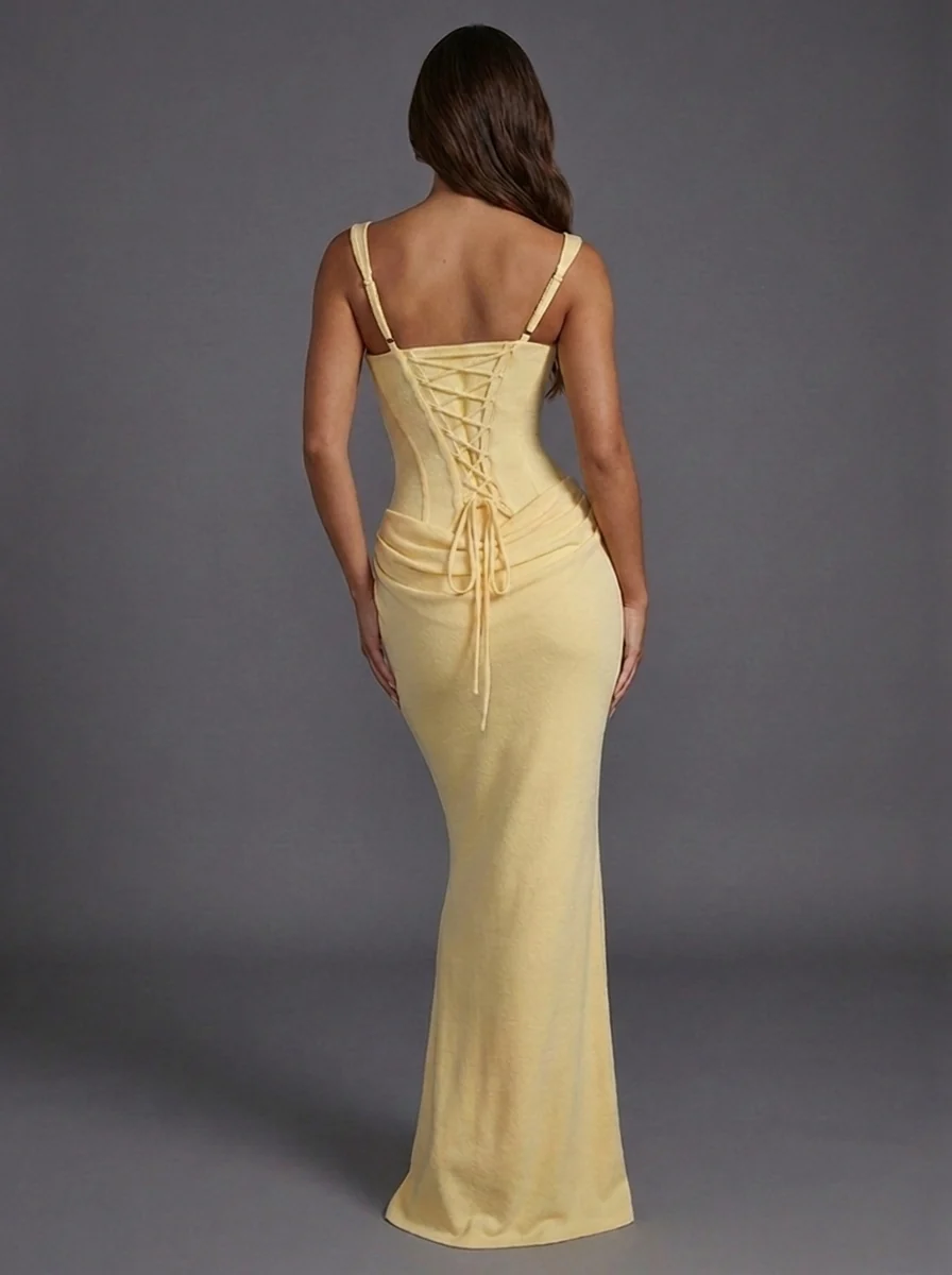 Women��s Satin Maxi Dress Square Neck Elegant Draped Design