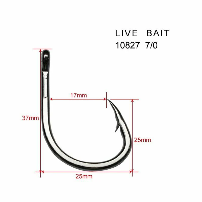 20Pcs Chemically Sharpened 4X Strong Live Bait Hooks Size 7/0 Fishing Tackle