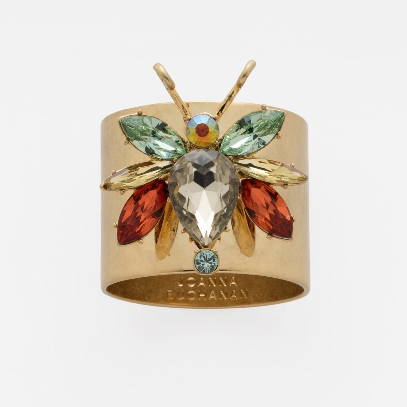 Rainbow Bug Napkin Rings, Topaz, Set of 2