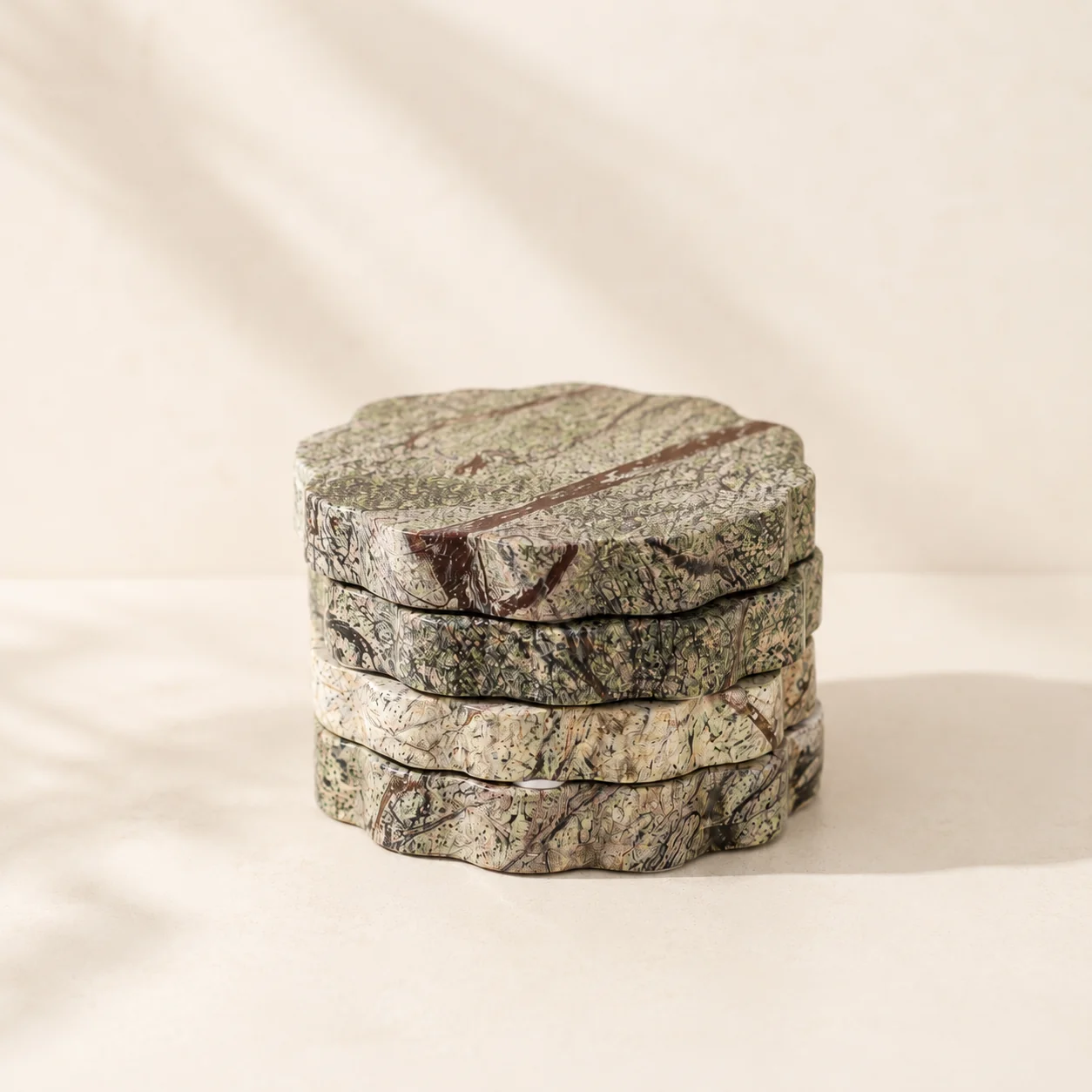 Green Marble Scalloped Coasters
