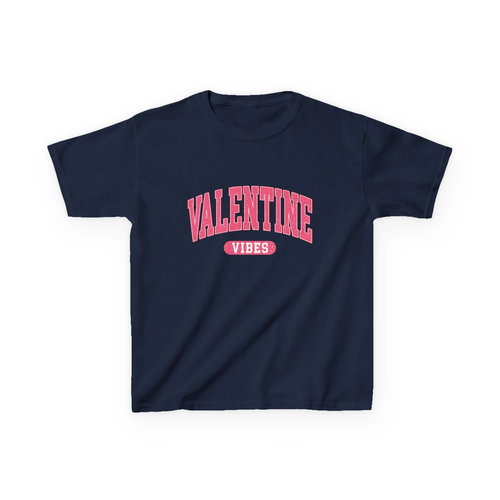 Valentine Vibes Kids Tee | Pink Retro Heart Typography