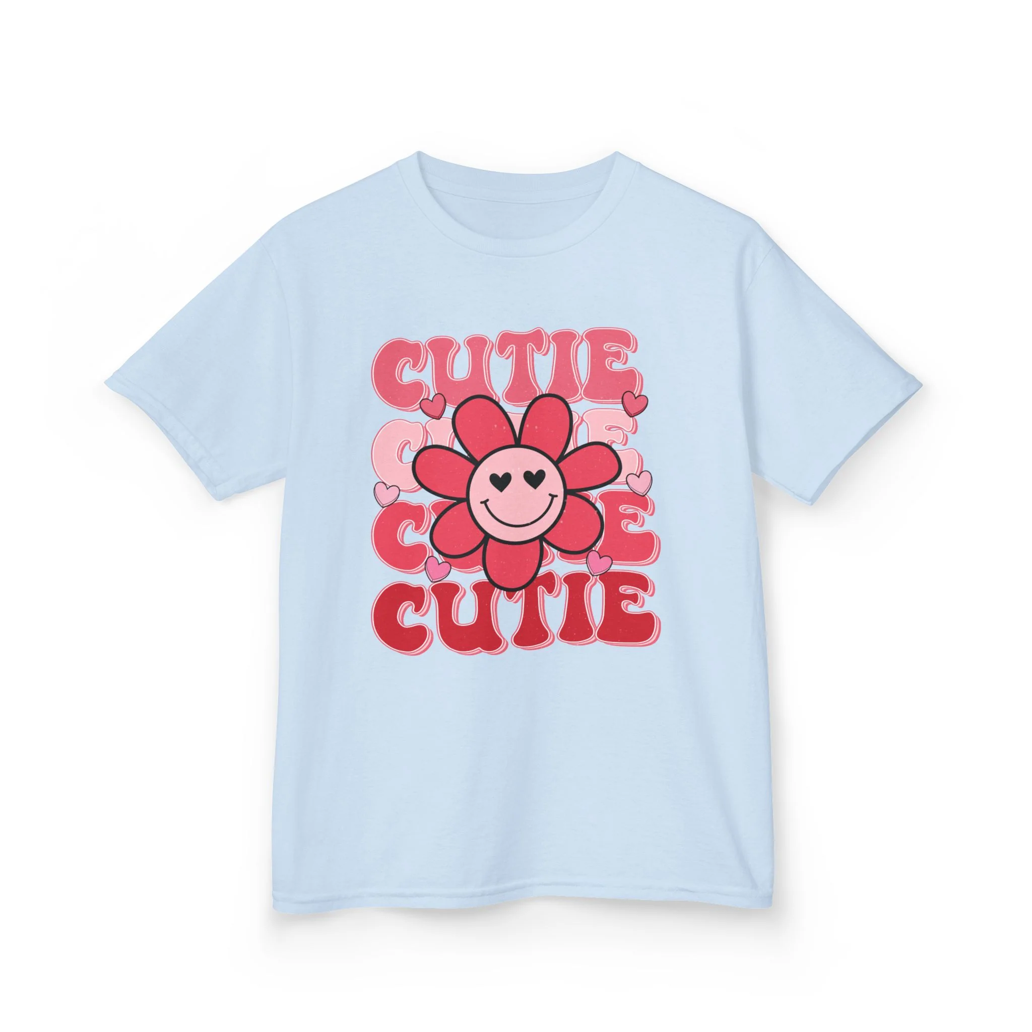 Smiling Flower 'Cutie' Kids T-Shirt | Retro Pink Heart Daisy