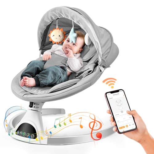 Sdraietta Neonati Elettrica,Aomdom Altalena Neonato Elettrica 0 9 kg 5 Velocità d’oscillazione Sdraietta a Dondolo per Neonati Elettrico telecomando e APP,Materiale sfoderabile Bianco… : Prima infanzia