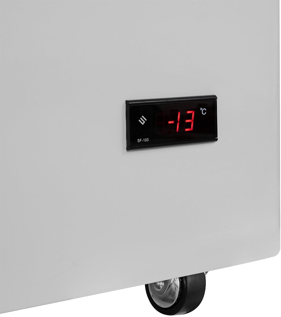 GastroHero Eiscreme Gefriertruhe 284 Liter Tiefkühltruhe LED Beleuchtung Schiebeglasdeckel Rollen Gefrierschrank Gewerbe Eis Truhe Verkauf –18 °C Gastronomie Kiosk