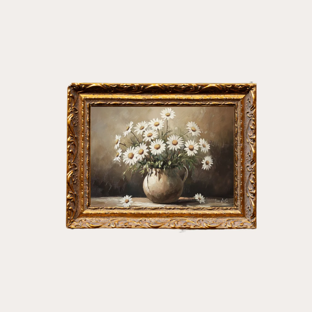 Daisy Pine | French Brass Inspired Gold Mould Framed Art