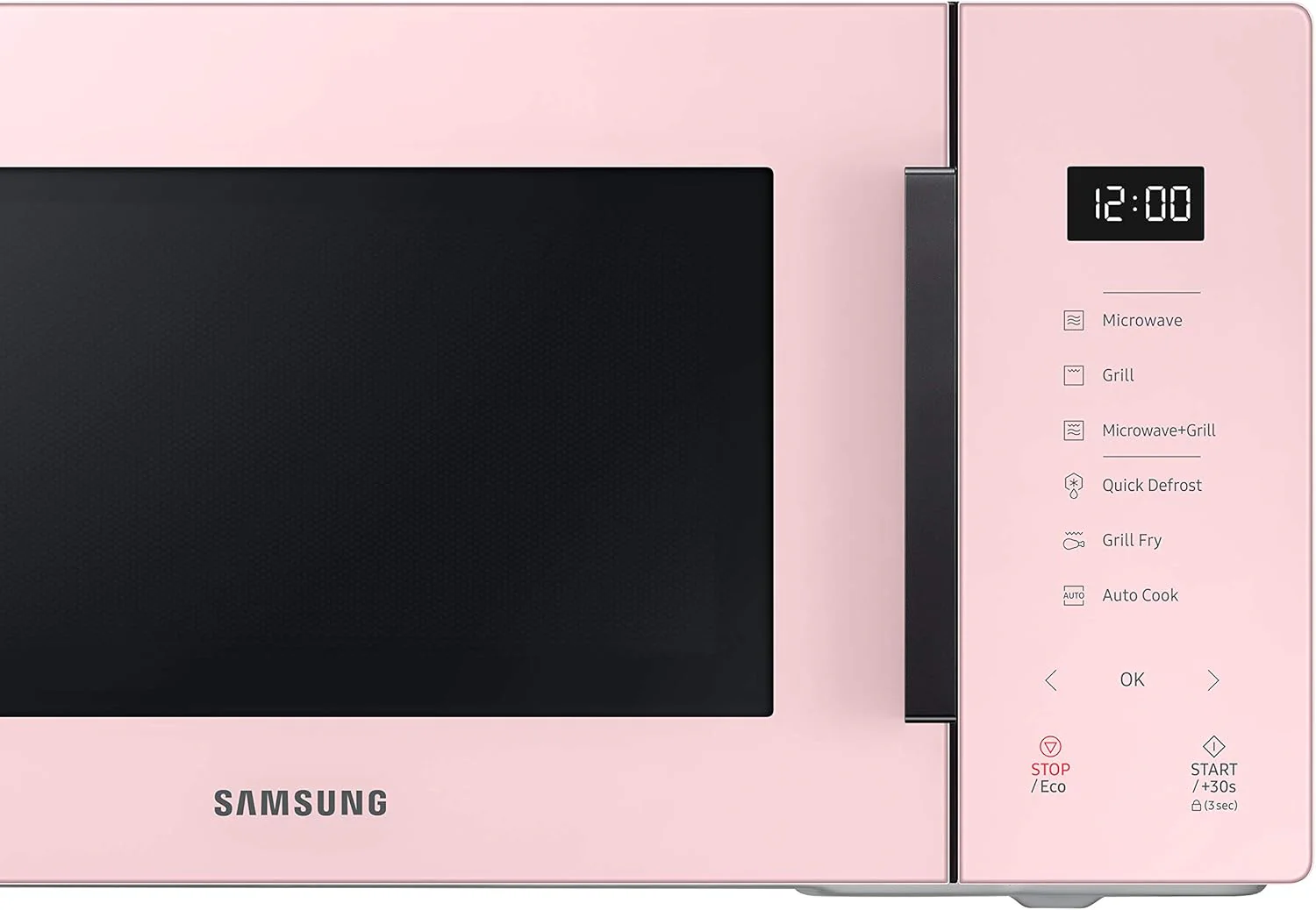 Samsung Tisch-Mikrowelle Glas Design MG23T5018CP/ET, knuspriges Kochen, AirFry, Mikrowelle + Grill 800 W + 1100 W, 23 l, 49 x 27,5 x 38 cm, Puder