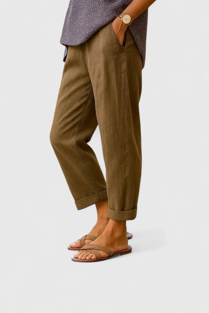 Women��s Relaxed Cropped Trousers Lightweight Breathable Fabric