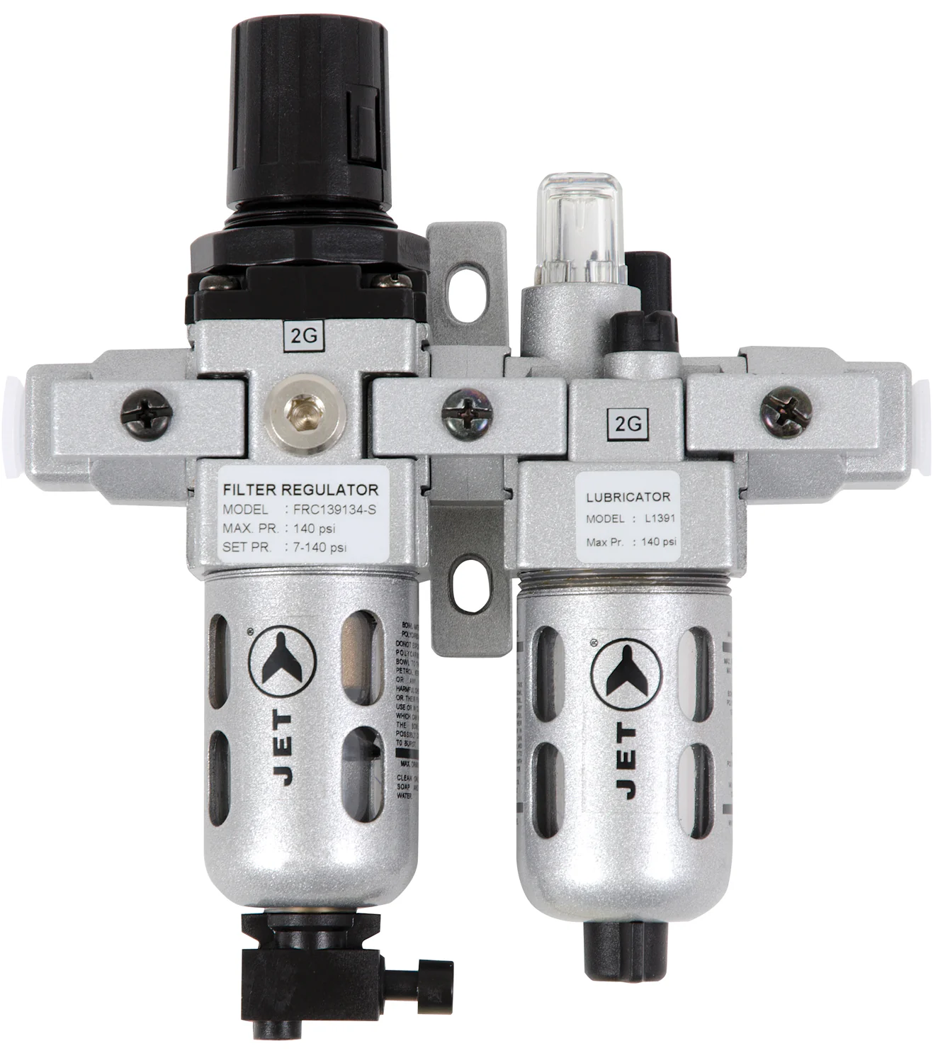 Jet AFRLCM14  ~  2 Piece Air Filter Regulator And Lubricator 1/4 Inch Npt Miniature