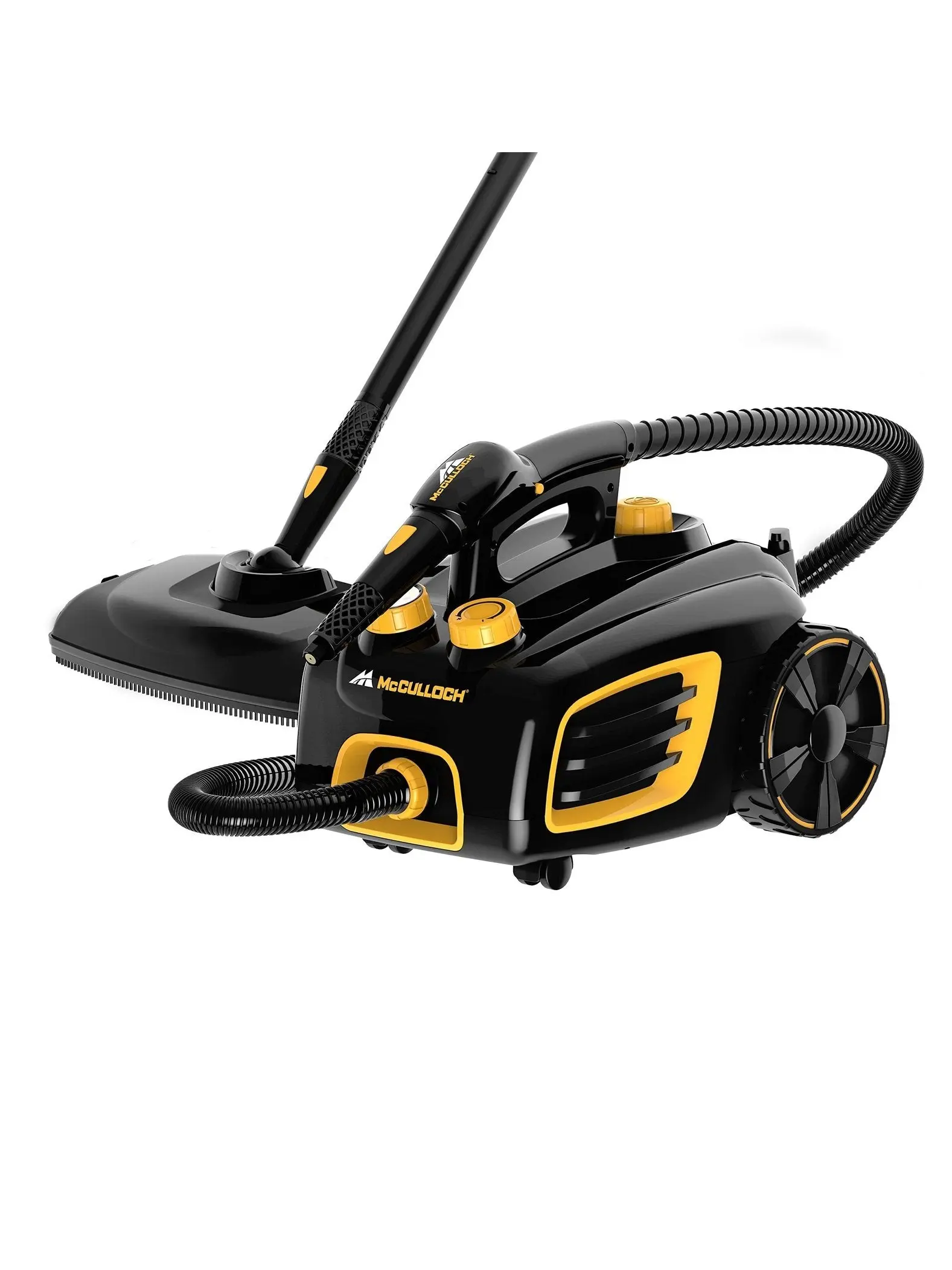 McCulloch MC1375 Canister Steam Cleaner with 20 Accessories, Extra Long Power Cord, Chemical Free Cleaning for Most Floors, Counters, Appliances, Windows, Autos, and More, 1 (Pack), Black