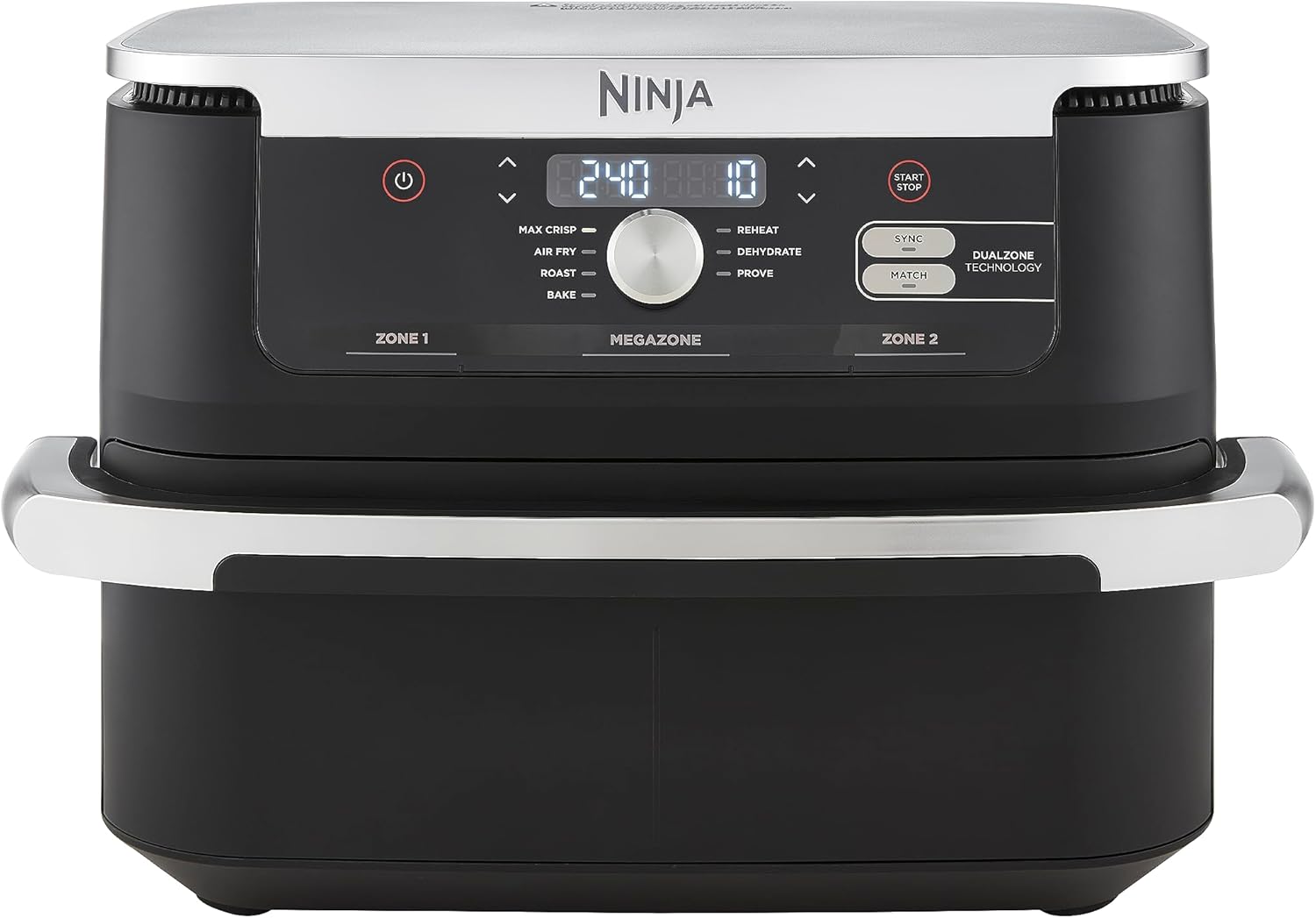 NINJA Foodi FlexDrawer Air Fryer 2 Compartiments Avec Séparateur Amovible, Grande Capacité 10.4L, Air Fryer 7-en-1, Max 240°C, Pièces Antiadhésives Amovibles Lavables Au Lave-Vaisselle, Noir