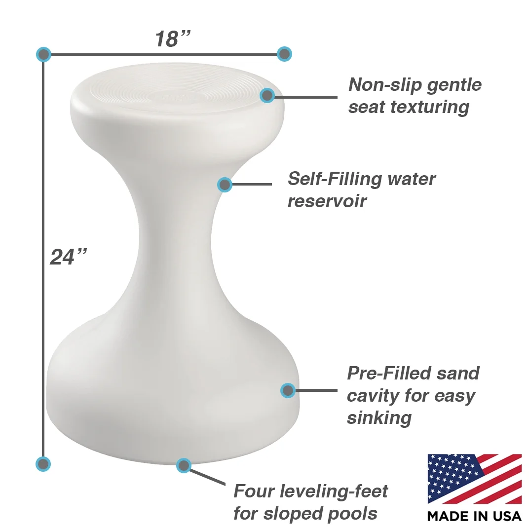 Dunn-Rite Products Made in USA Submersible Swim Up Pool Stools for Underwater Use, Bar Stool for Inside Pool and Patio Deck Seating, 24 Inch (1 Stool)