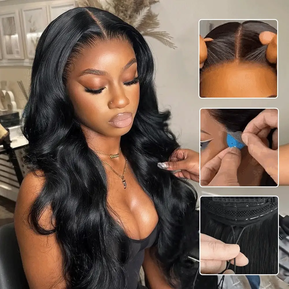 280% Density Glueless 13X6 Full HD Lace Body Wave Lace Frontal Wig Pre Bleached Pre Plucked Super Thick Human Hair Wig USA 24 Hours Shipped