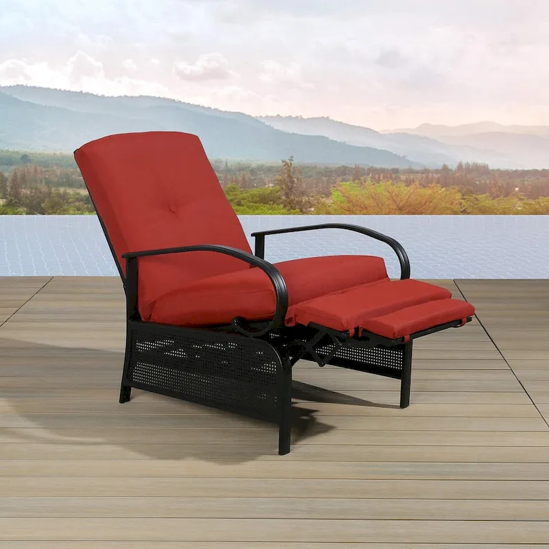 Adjustable Recliner Lounge Chair Patio Lounge Sofa with Cushion - 38 (D) x 26.5 (W) x 38.5 (H) INCH