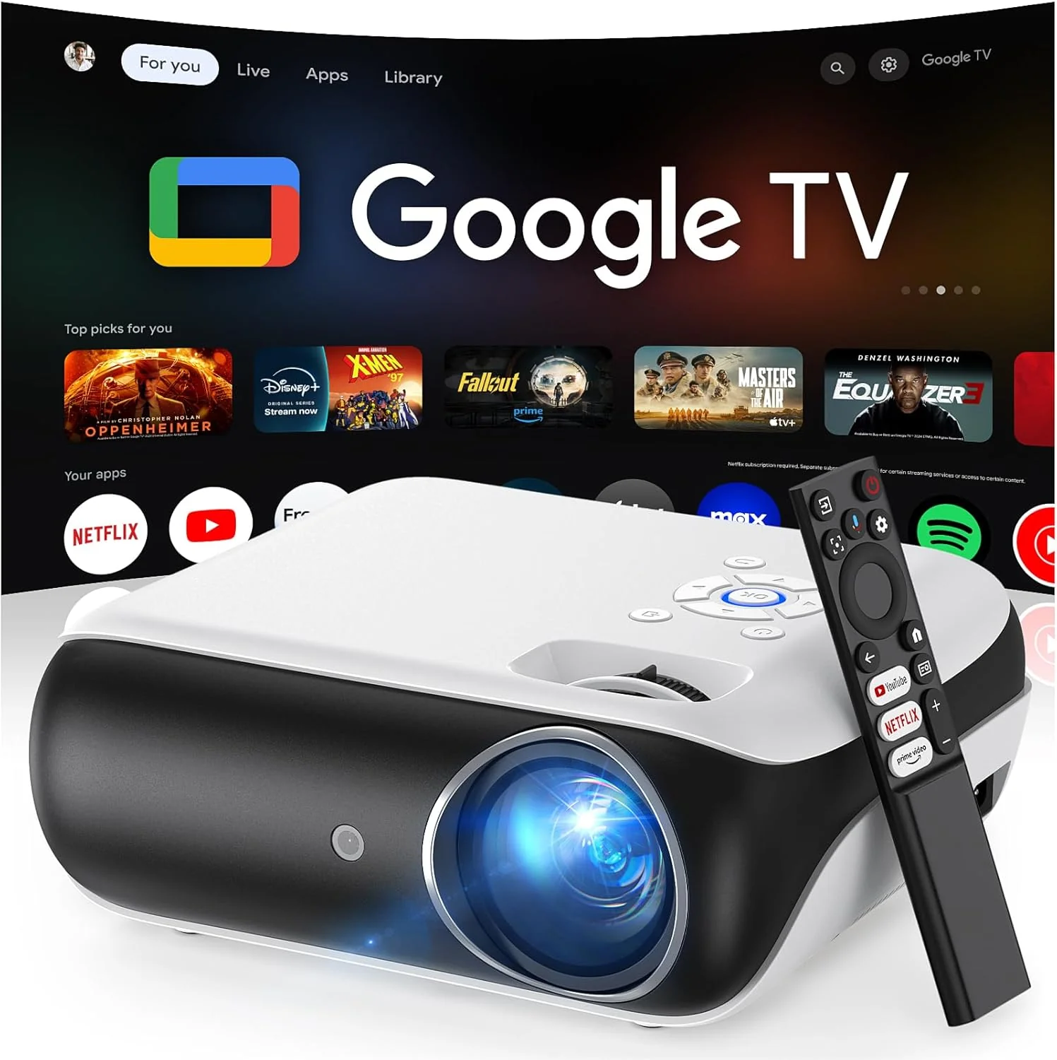 HAPPRUN Native 1080P Bluetooth Mini Projector, Full HD Portable Outdoor Movie Projector