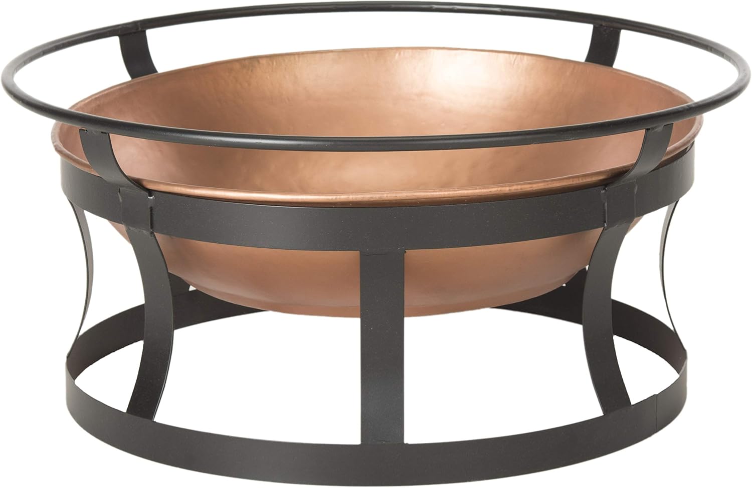 SAFAVIEH Outdoor - Bonaire Copper & Black Wood Burning Fire Pit with Grate & Poker, Round Iron Patio Fireplace for Backyard & Deck, 28