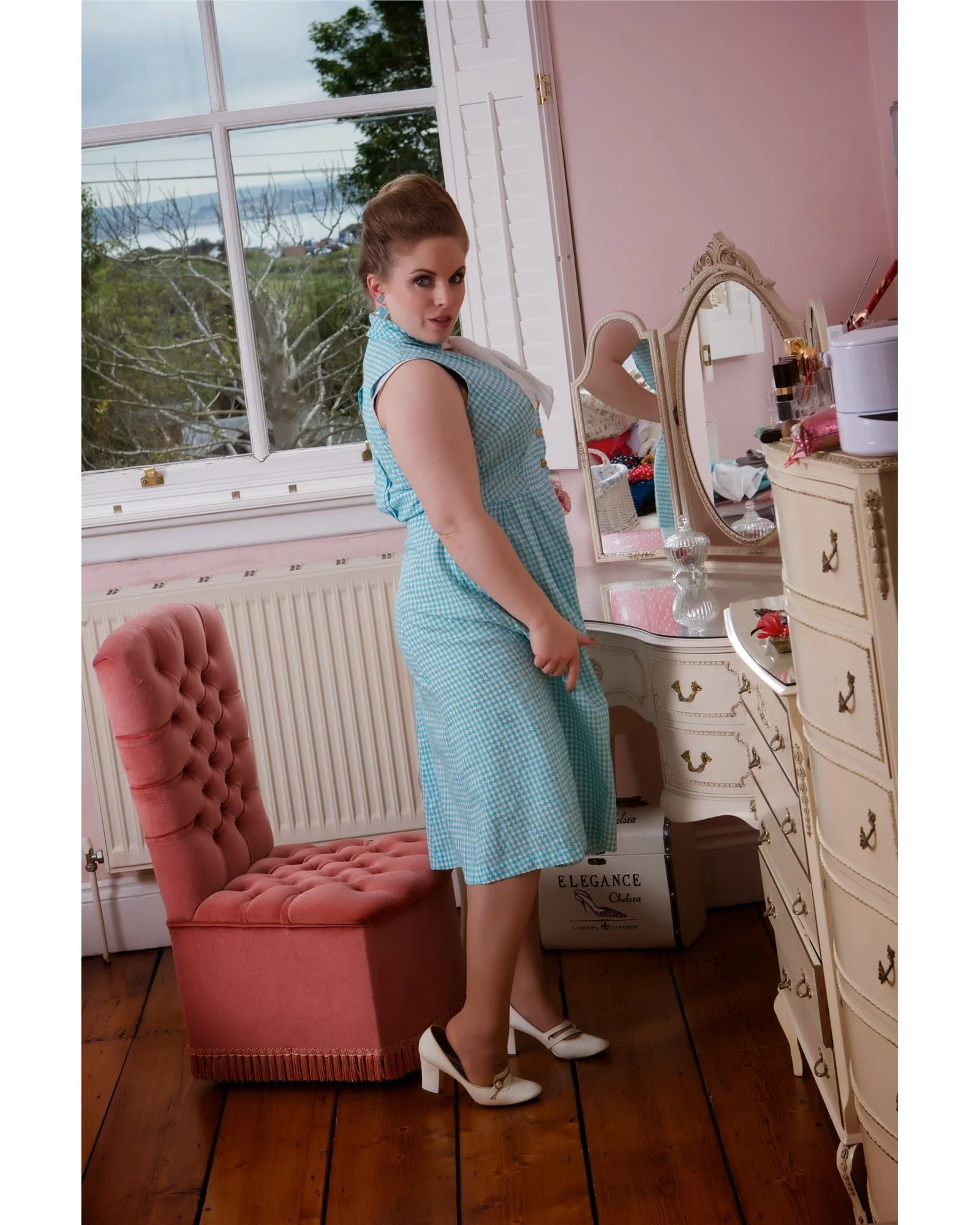 1960s Dogtooth Montgomery Ward Shirtwaister Dress