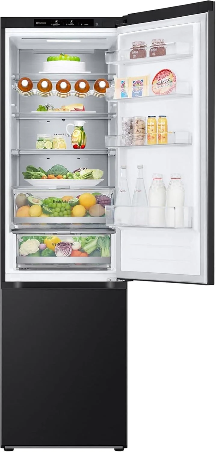 LG GBV22NCCEP Kühl-/Gefrierkombination – Smart Inverter Compressor, Total No Frost, Modern Flat Door Design, Matt Schwarz Metallic, Energieeffizienz A