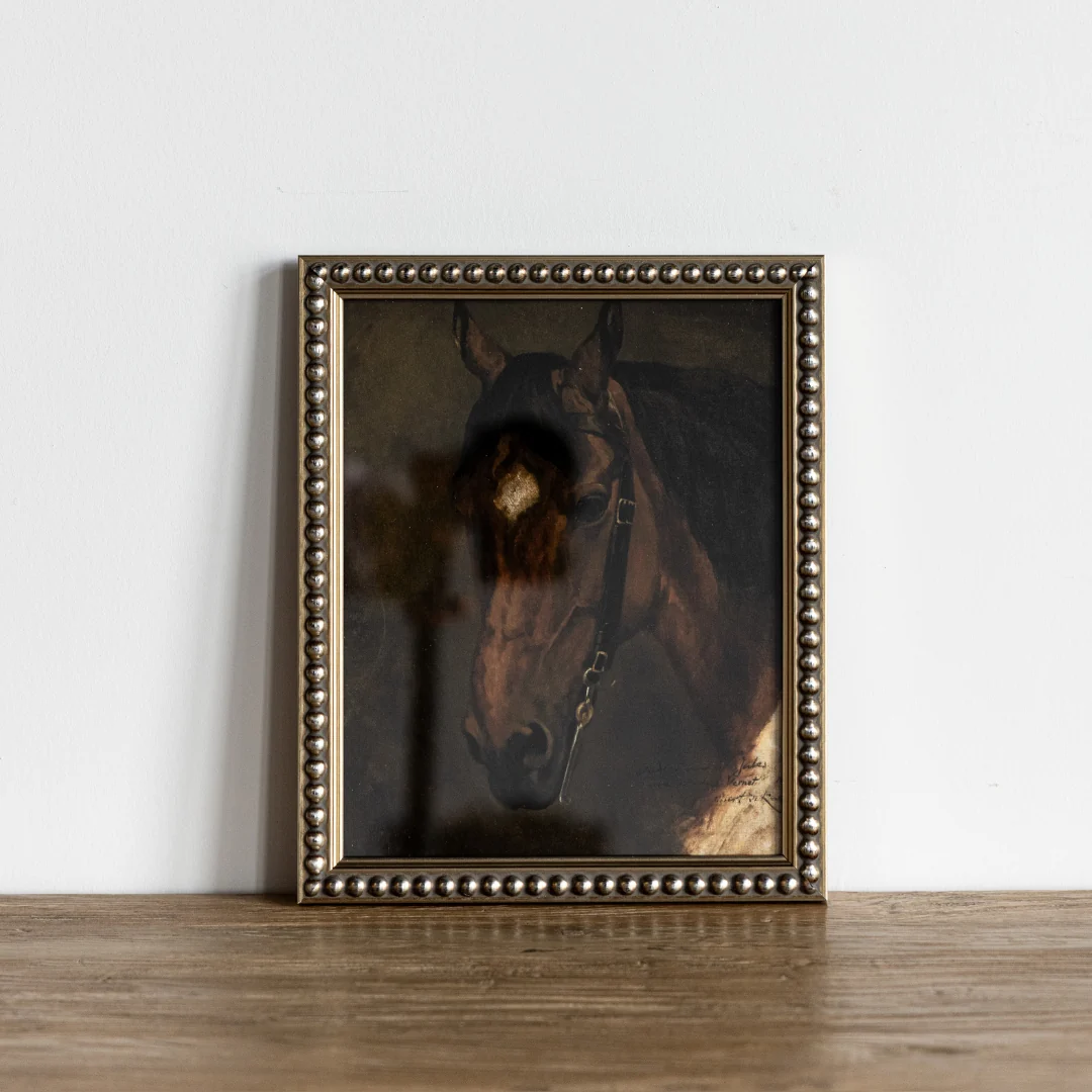 Vintage Oil Painting Horse Portrait Framed Art