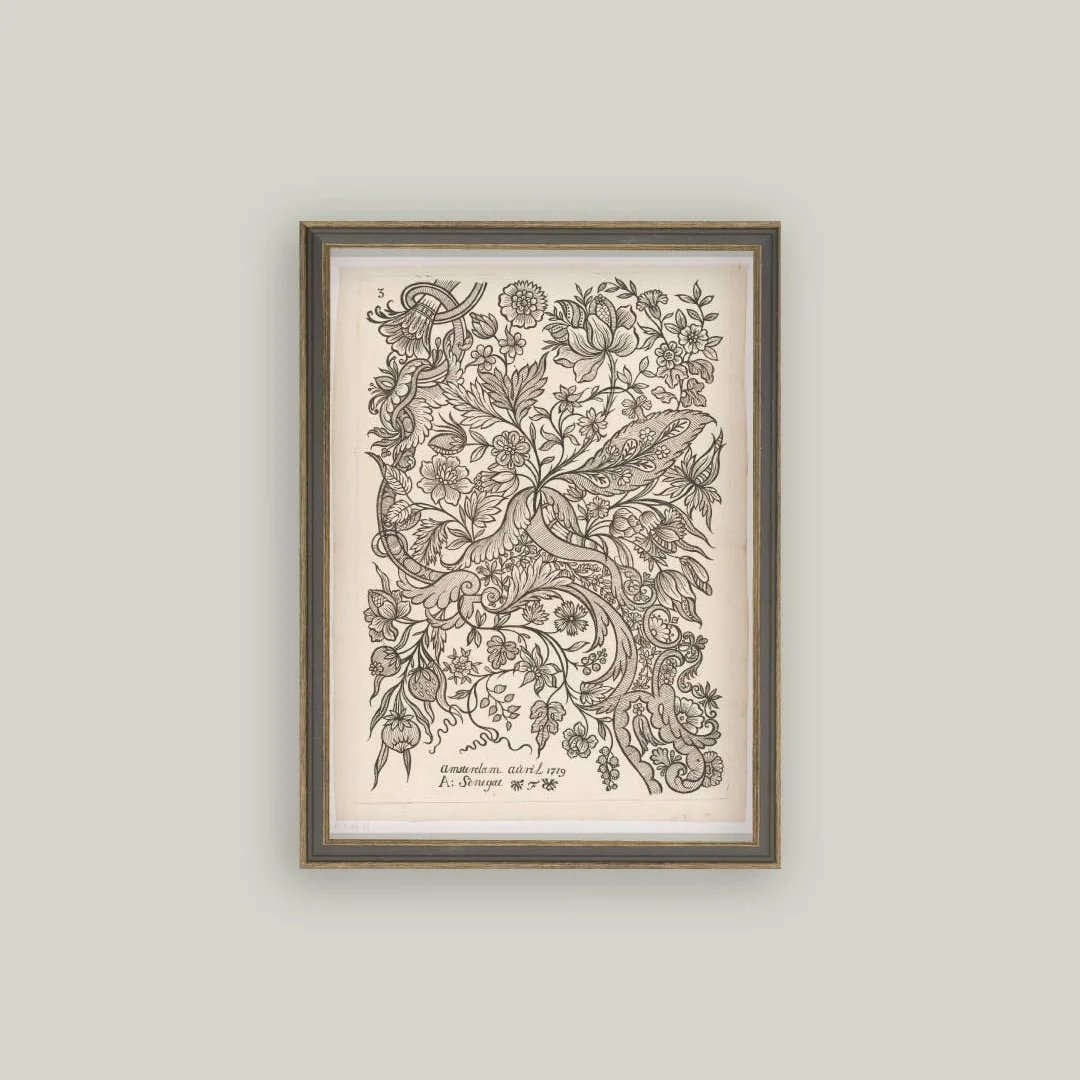 Paisley Sketch Framed Antique Inspired Art