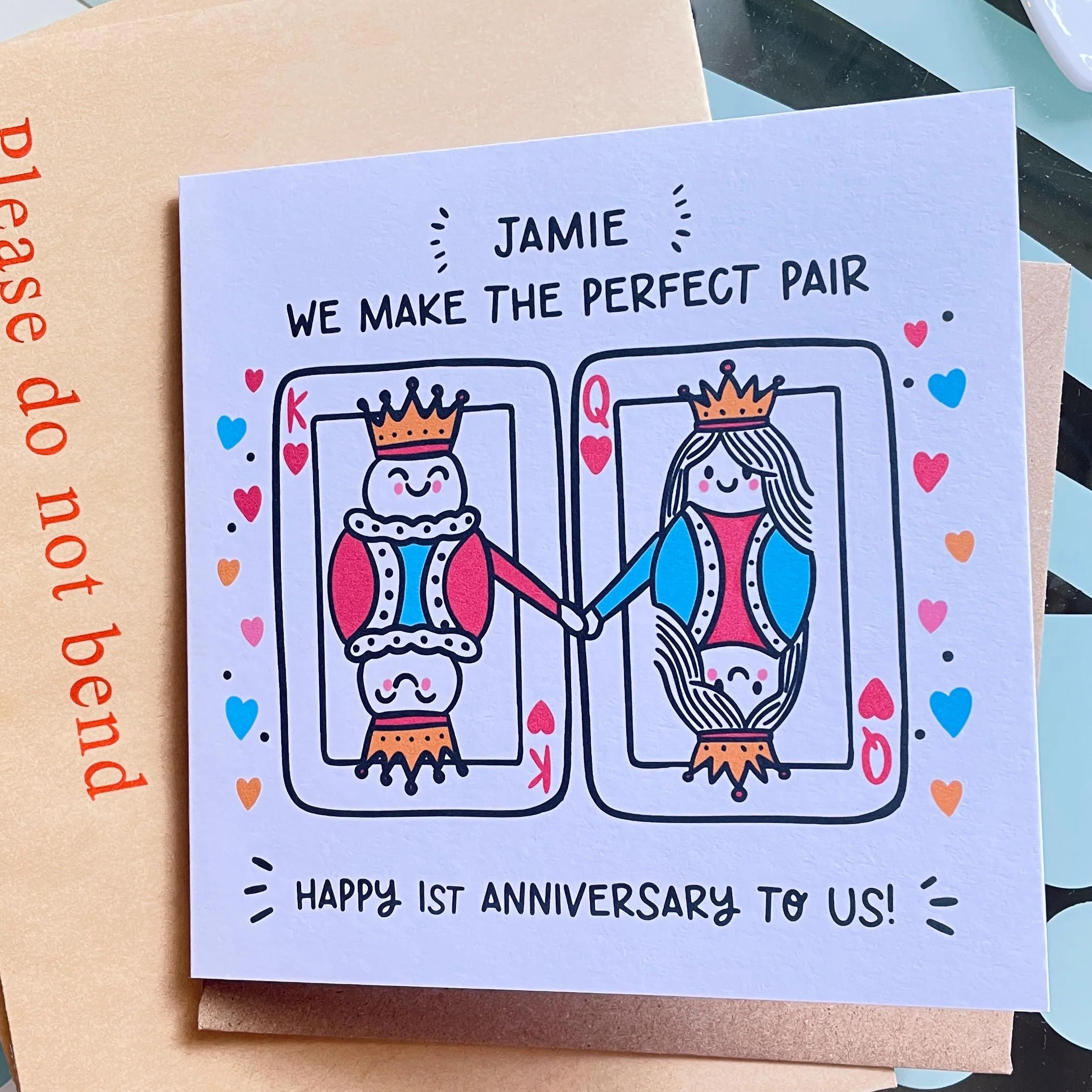 Husband 1st Anniversary Card: Personalised with Kraft envelope
