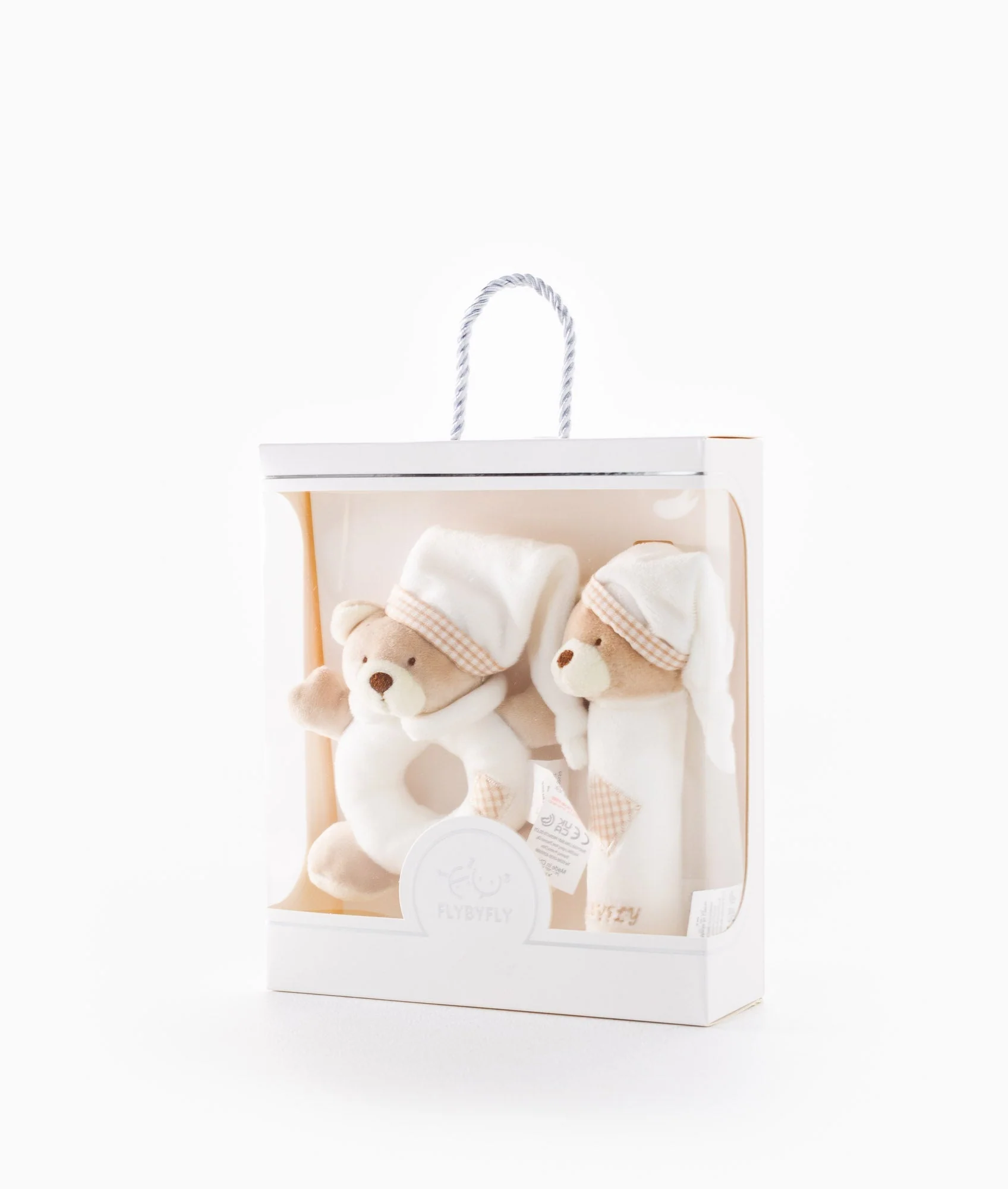 Bear Squeaker & Rattle Set | White & Beige