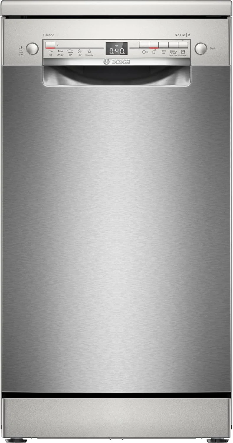 Bosch SPV2IKX10E Serie 2 Smarter teljesen integrált mosogatógép, 45 cm széles, evőeszközkosár, Extra szárítás gombnyomásra, InfoLight piros fénypont a padlón, AquaStop vízkár elleni védelem, fehér