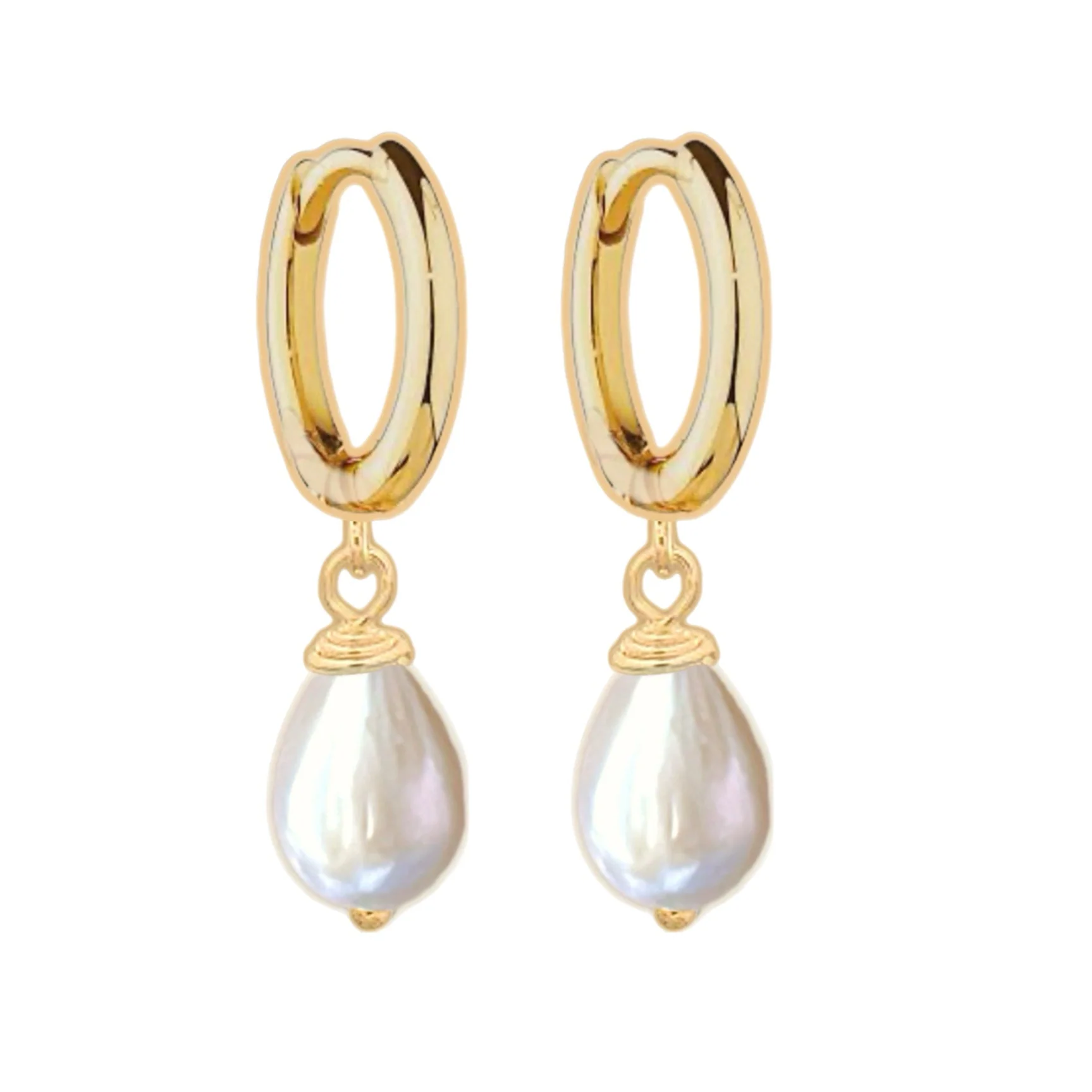 Laihas Pearly Hearts Gold Natural Pearl Hoop Earrings
