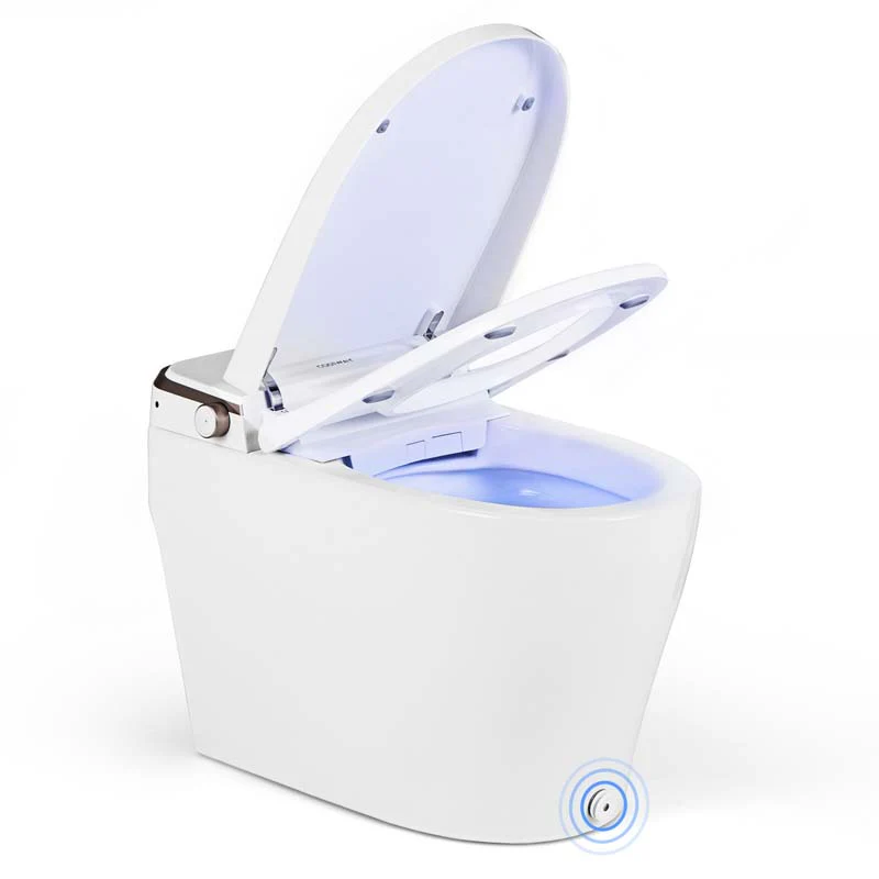 Elongated Smart Toilet with Built-in Bidet, Heated Seat, Auto Open/Close, Foot Sensor, Dryer, Night Light & 1.09 GPF Automatic/Blackout Flush