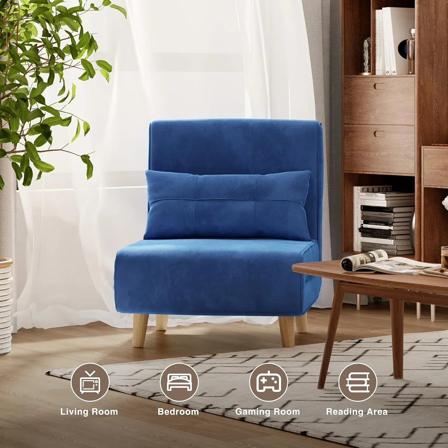 3-in-1 sleeper chair bed convertible chair bed futon sofa with adjustable backrest