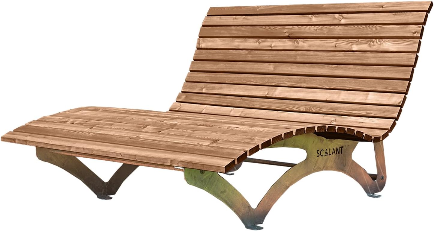 Waldsofa Classic, Thermokiefer, für 2-3 Personen, Sonnenliege, Außenliege, Wellenliege, Relaxliege, Holzliege für den Garten, feuerverzinkt