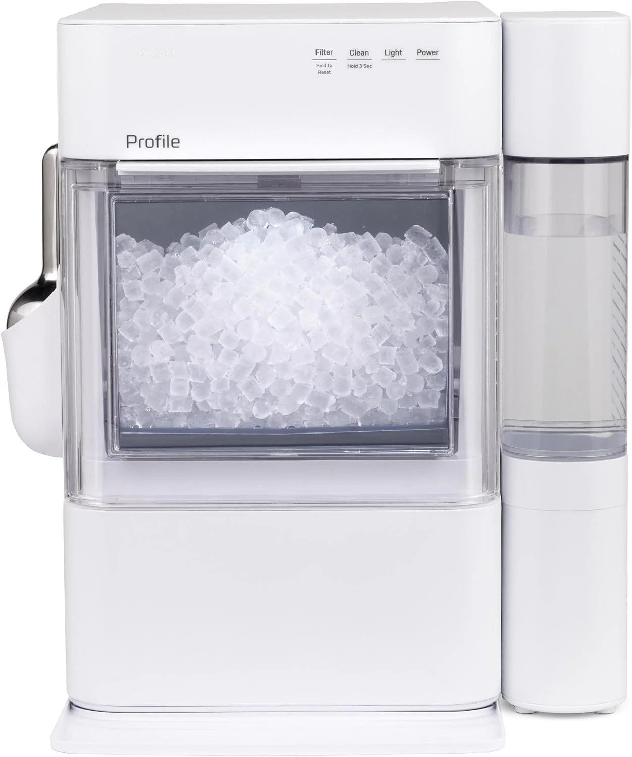 GE Profile Opal 2.0 Ultra Nugget Ice Maker with Side Tank and Scale Inhibiting Filter, Scoop Included, 38 lbs in 24 Hours, Pellet Ice Machine with WiFi & Smart Connected, Stainless Steel