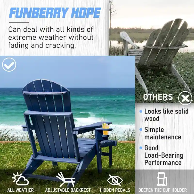 Vrakae Folding and Adjustable Adirondack Chair with Ottoman