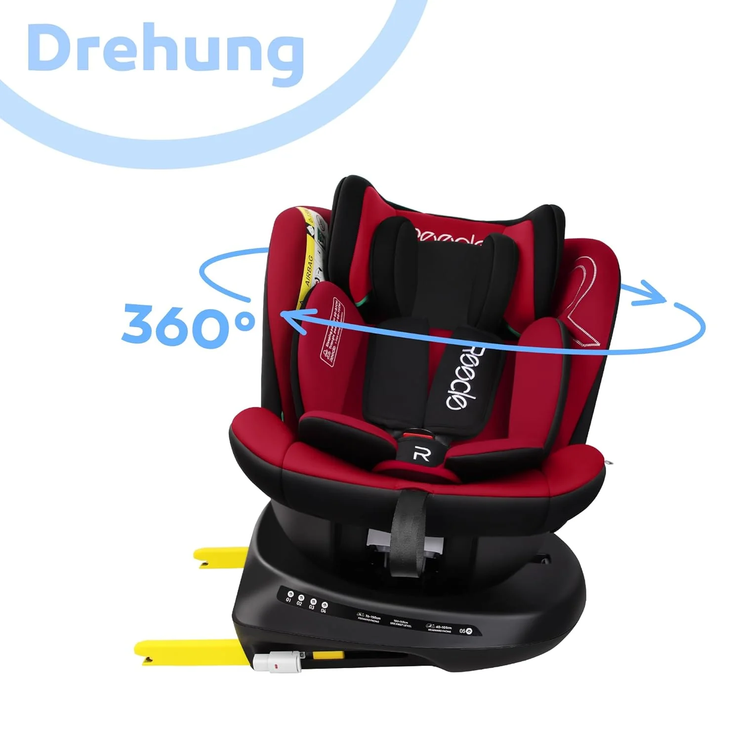 Reecle 360 Drehbar i-Size Kindersitz mit ISOFIX 40-150 cm (0-36 kg) Reboarder, ab Geburt -12 Jahre, ECE R129