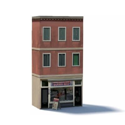 Background Shop (Barbers, red/cream brick, 3 level)