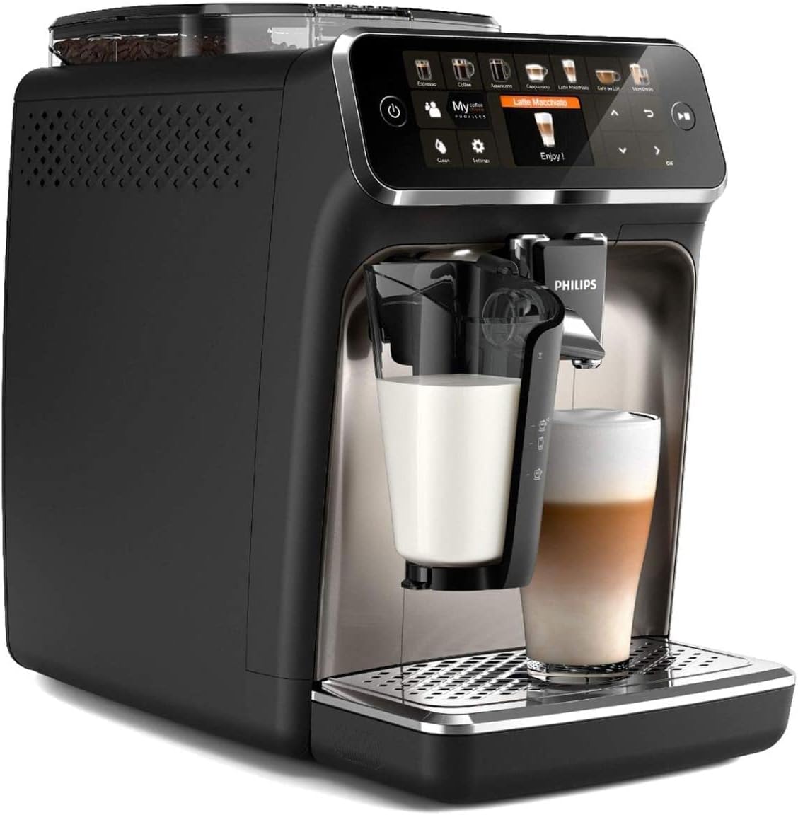 Philips Series 5400 volautomatische koffiemachine - LatteGo melksysteem, 12 koffiespecialiteiten, intu?tief display, 4 gebruikersprofielen, chroom (EP5447/90)