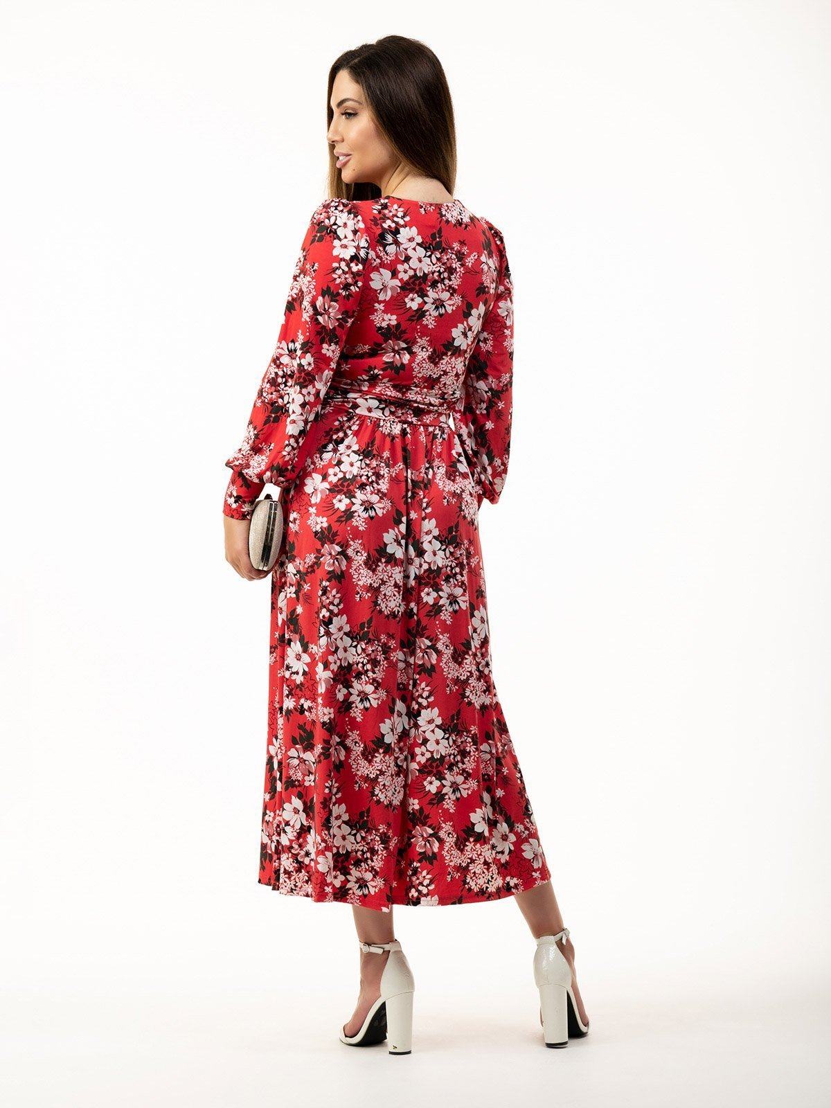 Vivian Flowers Long Sleeve Jersey Dress