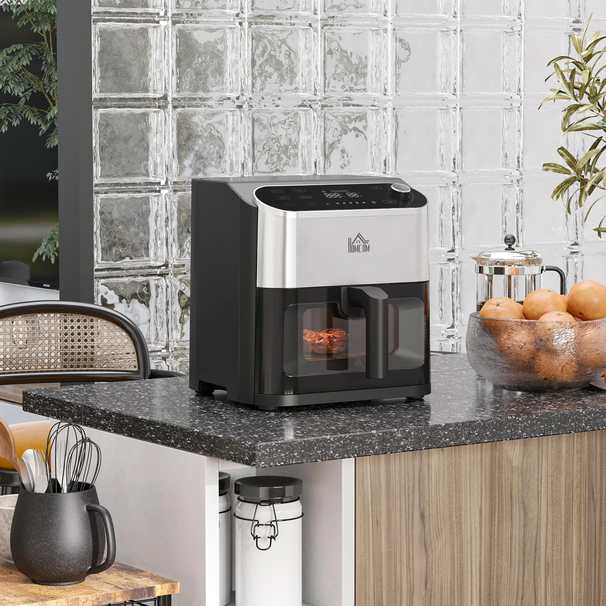 HOMCOM Heißluftfritteuse Airfryer fettarm schnelles Garen
