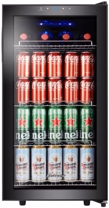 Kalamera Getränkekühlschrank, Bierkühlschrank mit Touch-Bedienfeld, 3-18°C Kühlzone, Flaschenkühlschrank 86 Liter, Blaue LED-Innenbeleuchtung, 41 dB, KRC-86GE