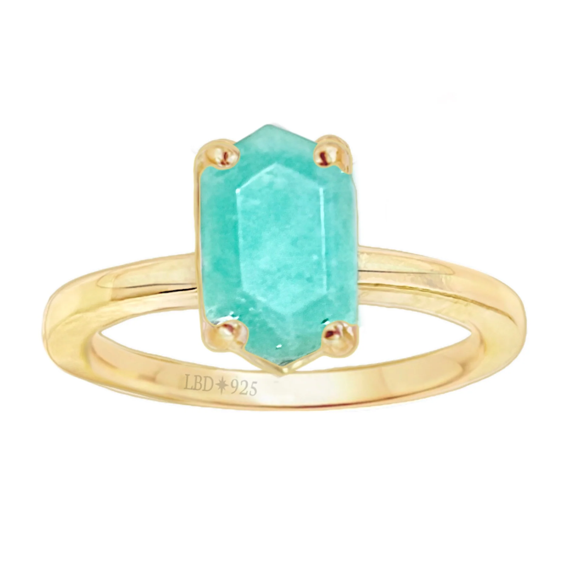 Laihas Gold Mini Hex Crystal Amazonite Ring