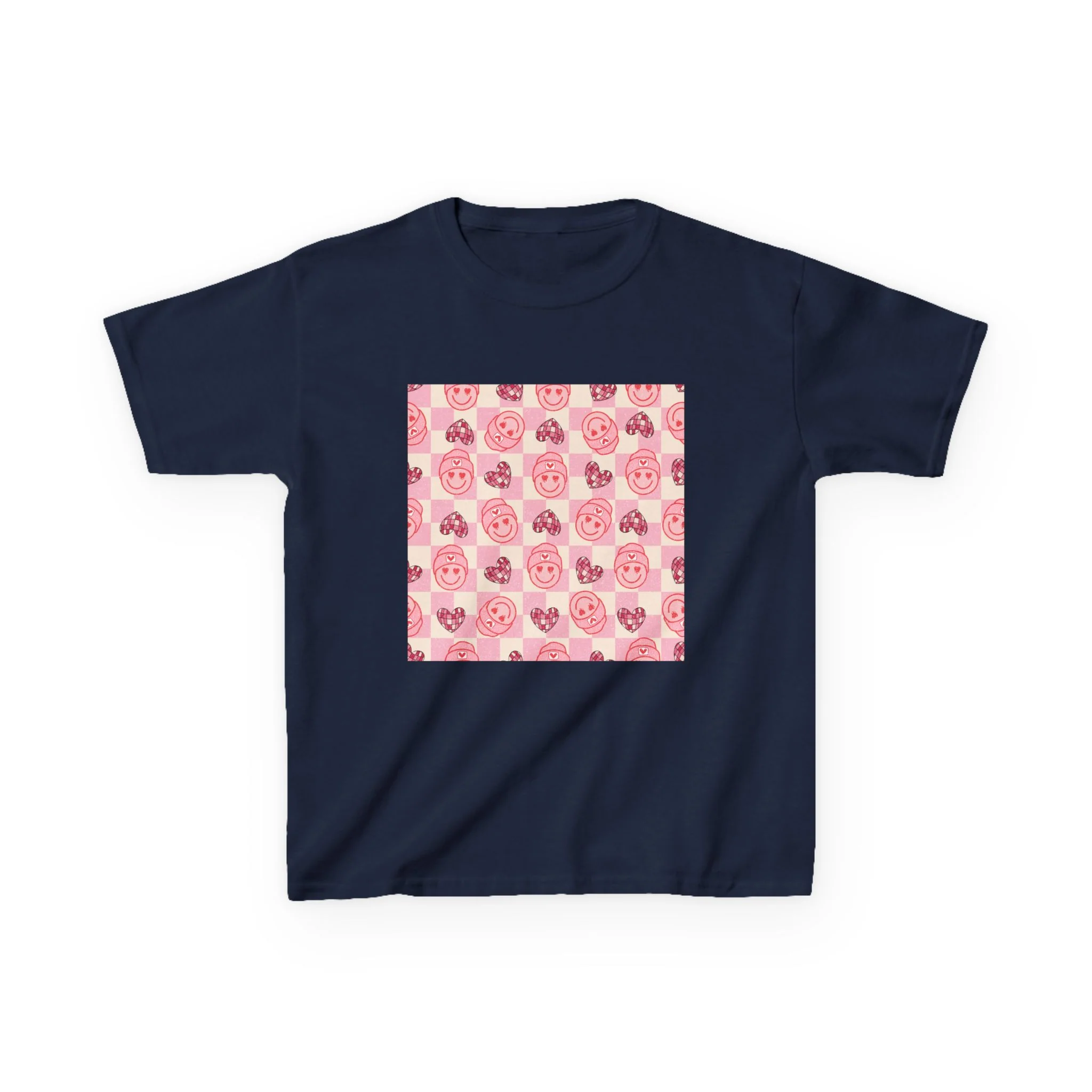 Pink Cartoon Pig Pattern Kids Tee | Cute Pig Faces, Pastel Animal Print