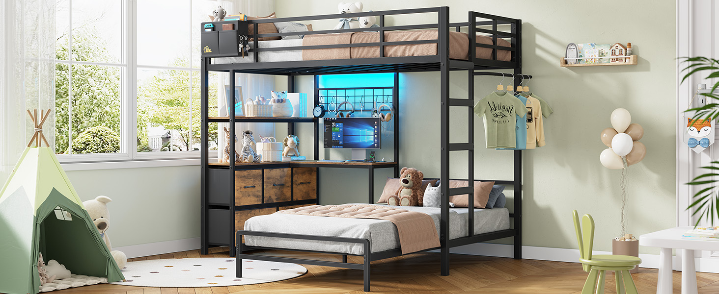 bunk bed with desk