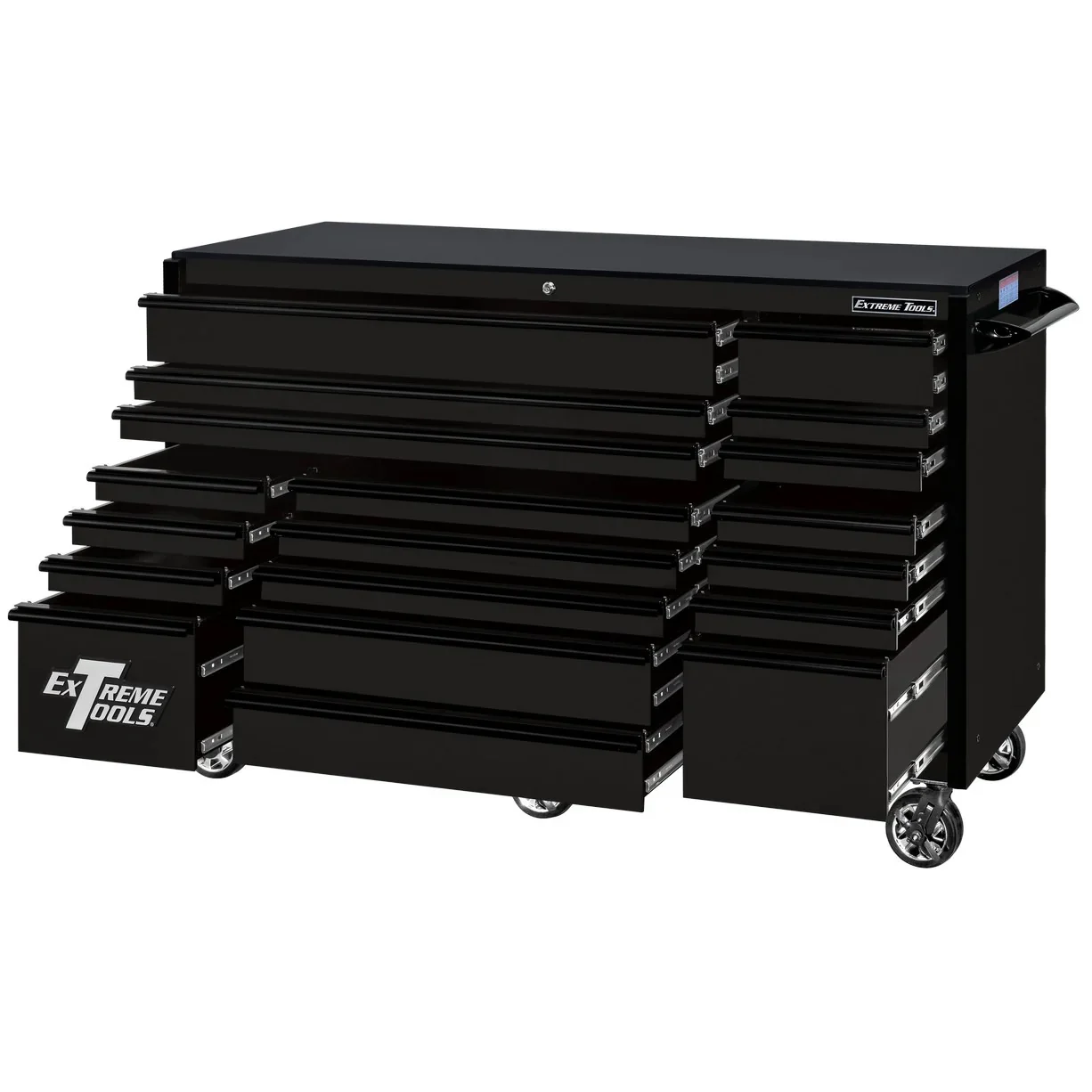Extreme Tools RX250 Series 72-inch x 30-inch Rolling Cart – 19 Drawers – 250 lb Drawer Slides
