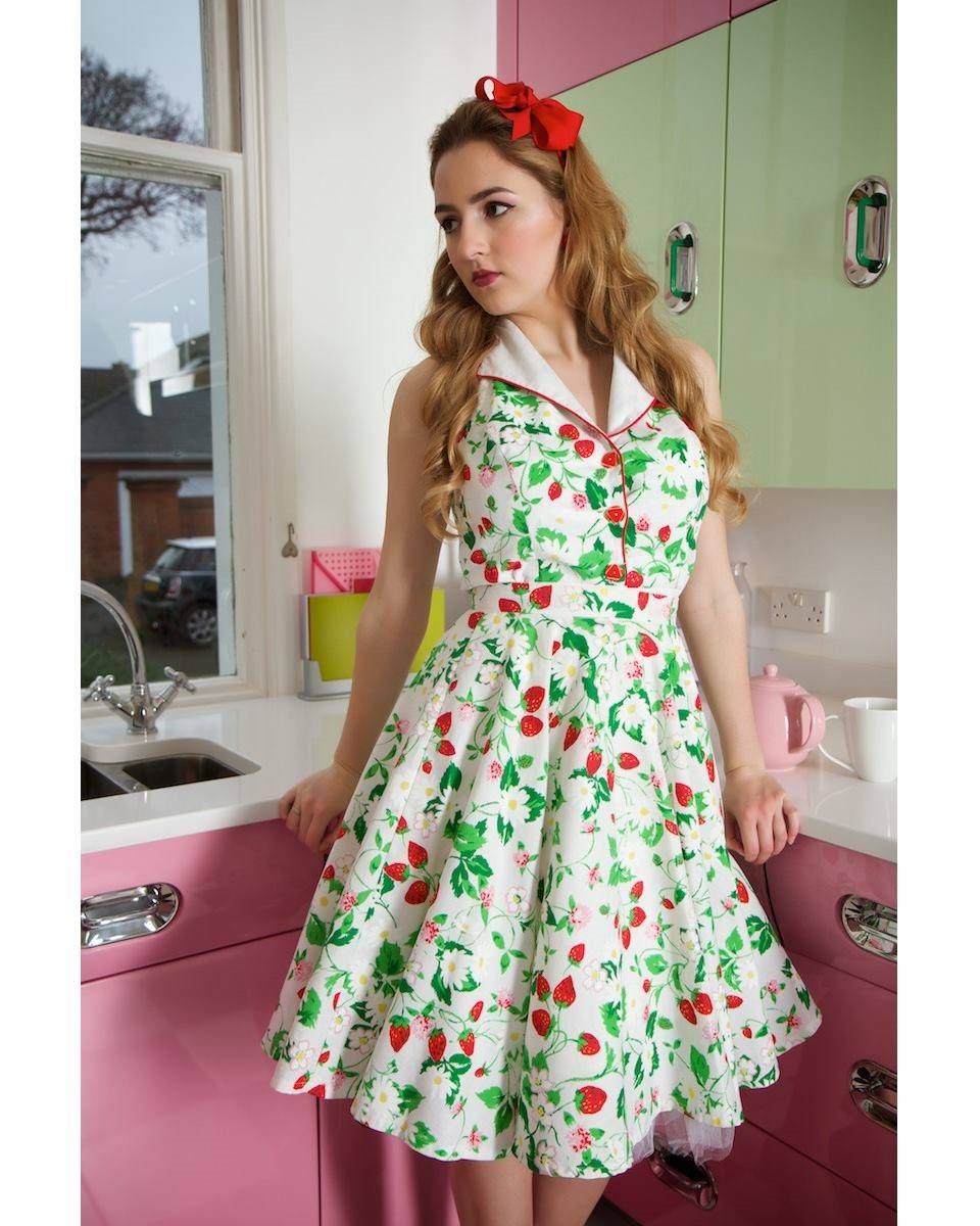 1950s Strawberry Halterneck Two Piece Set Co-Ord
