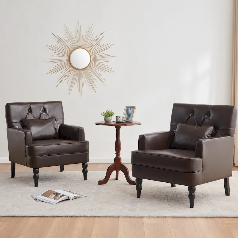 Upholstered Accent Chair with Lumbar Pillow - Single Seat