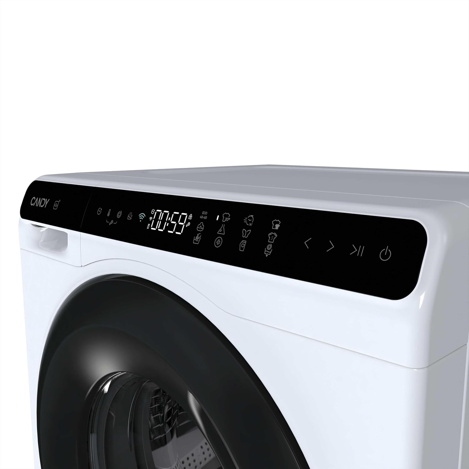 Candy ProWash 700 Mini CW50-BP12307U1-S Waschmaschine, 5 kg, 1200 U/min, digitales Display, WLAN-Konnektivität, 12 Zyklen, Inverter, 24-Stunden-Startzeitvorwahlen, Kindersicherung, KG-Detektor, 69 dB