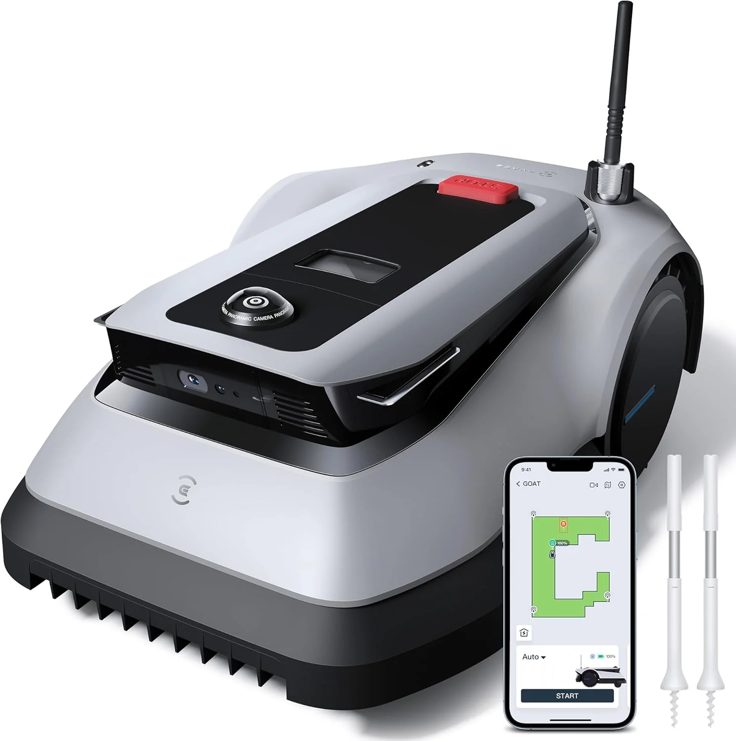 ECOVACS GOAT G1-800 Mhroboter ohne Begrenzungskabel 800㎡, Rasenmher Roboter mit TrueMapping-Multifusionslokalisierung,   Hindernisvermeidung, 16-Zonen-Management, 45% Steigung, Videomanager