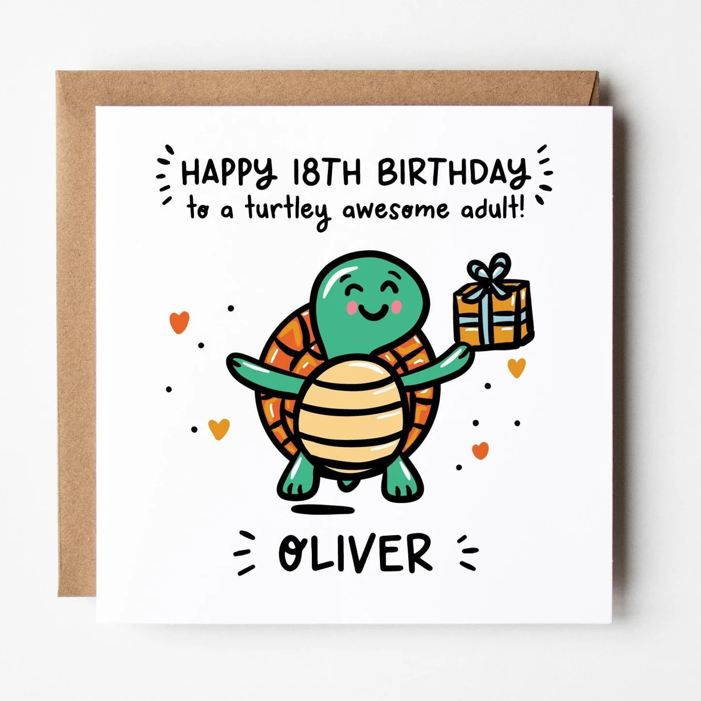 Turtley Awesome Adult, Personalised 18th Birthday Card